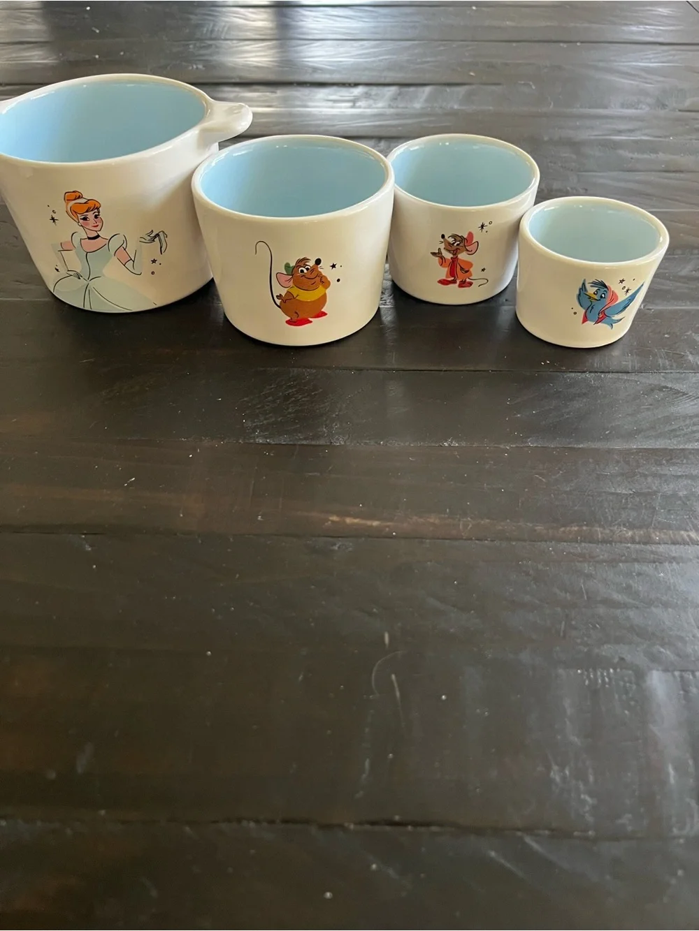 NWOT Rae Dunn Cinderella Nested Measuring Cups - Light Blue & Cream